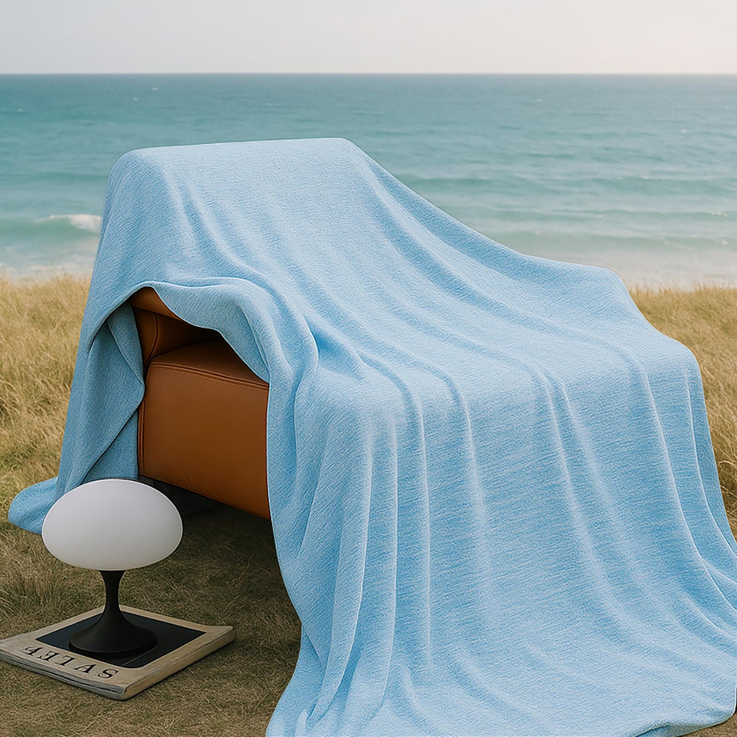 DOWNCOOL Cooling Blanket Throw Size, Blue Summer Blanket for Hot Sleeper and Night Sweats, Lightweight Soft Q-Max>0.4 Arc-Chill Cool Blanket