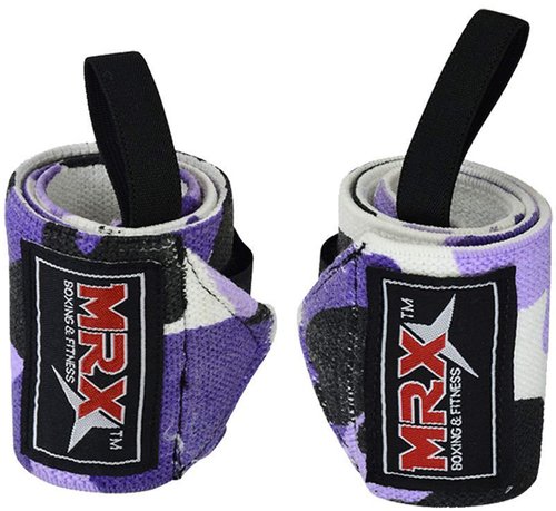 MRX Weight Lifting GYM Training Wrist Wraps For Wrist Support Bodybuilding Workout Wrap Men/Women (Camo Purple)