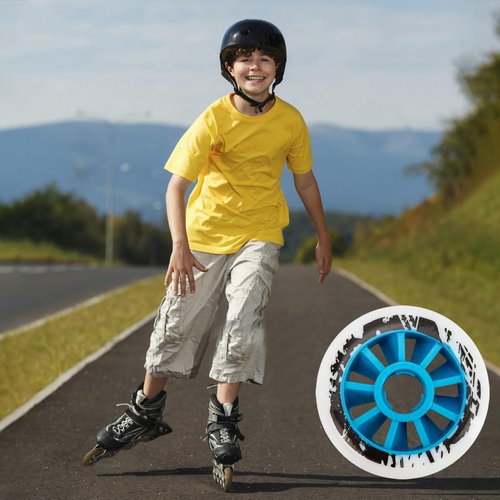 90mm 85A Inline Skate Wheel, Outdoor Replacement for Rollerblade, High-Rebound PU Speed Fitness Skating Wheels with Strong Blue Core for Smooth Fast Long-Distance Urban Skating (Set of 6)