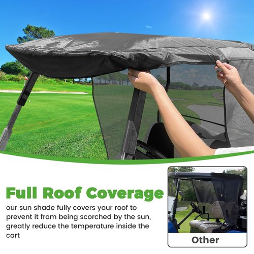 10L0L Golf Cart Sun Shade Cover Fit Yamaha G29 Drive & Drive 2, Superior UV & Sun Heat Blocking, Encrypted Polyester Mesh Shield,Very Easy to Install-Black Colour
