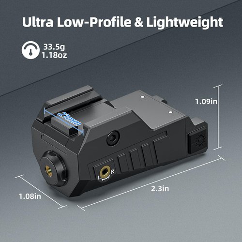EZshoot Compact Pistol Laser Sight, Red Laser Gun Sight with Adjustable Slide Rail, Rechargeable Low Profile Laser for Pistol Compatible with 21MM Picatinny Rail