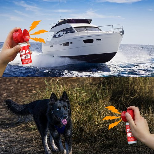 Air Horns - 1.4oz Safety Boat Horn with 120 dB Sound | Red Bear Scare Horn (2 Pack)
