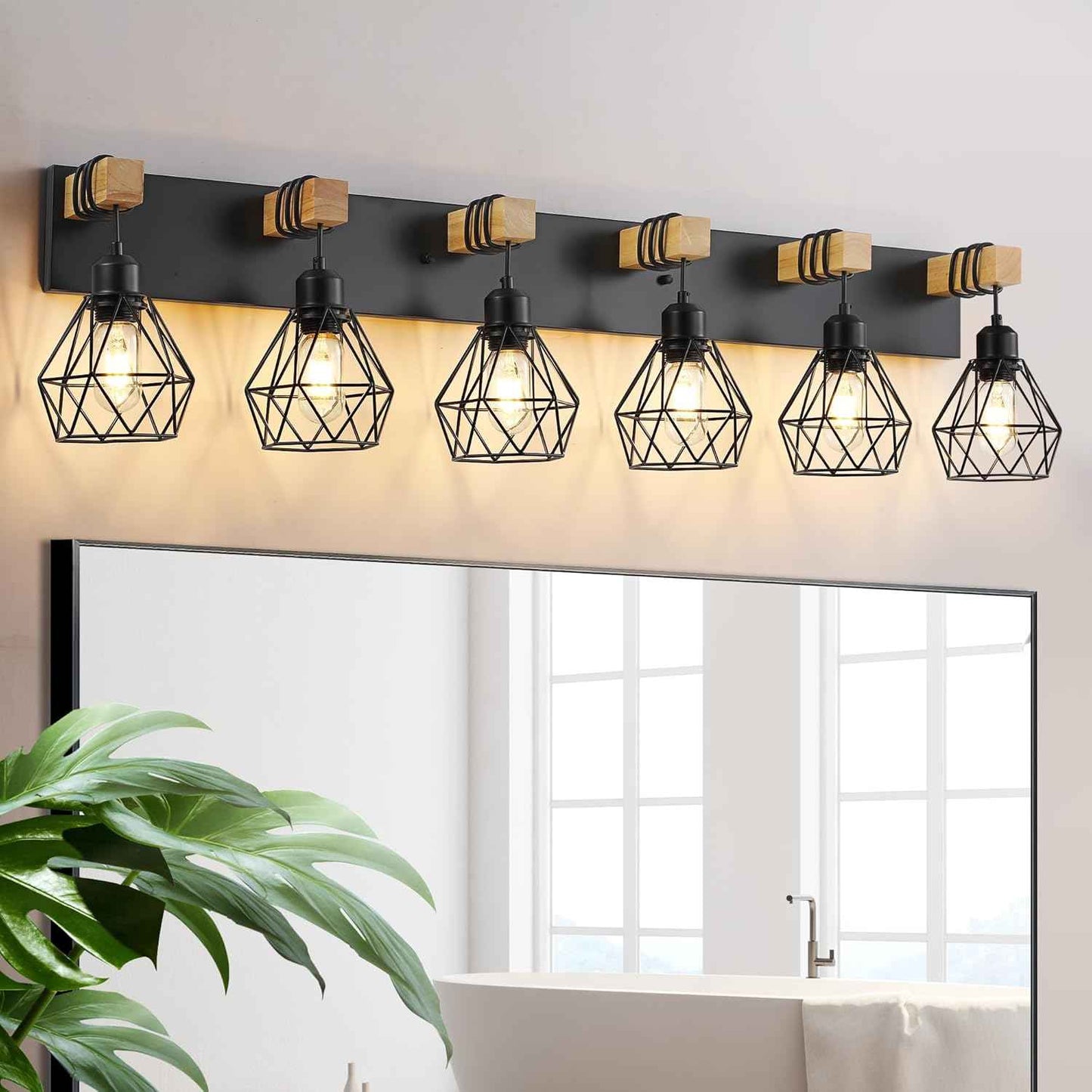 Farmhouse 3-Light Bathroom Vanity Light Fixture - Rustic White Wood Sconces for Mirror