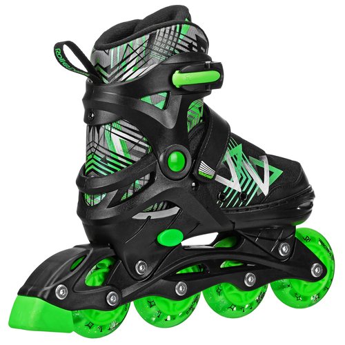 Roller Derby Stryde Youth Adjustable Inline Lighted Wheel Skates Small Black/Green