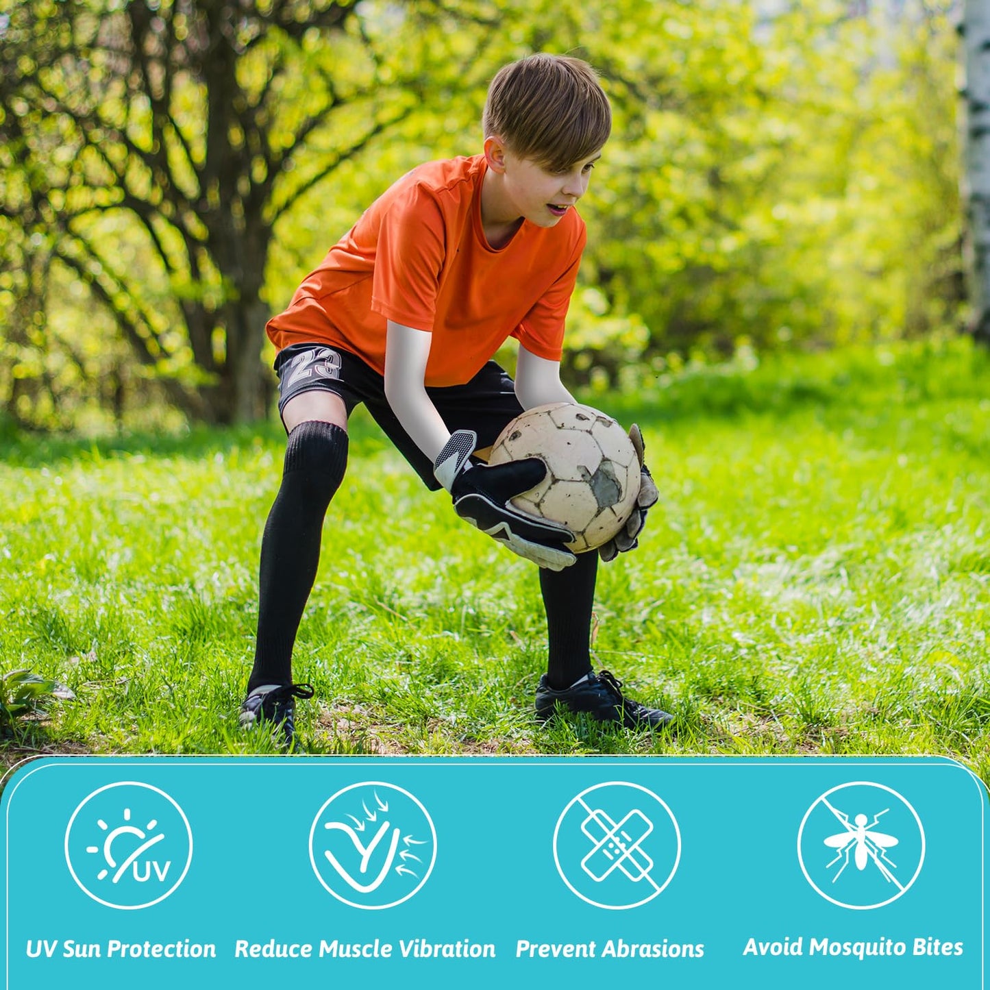 Mlurcu Baseball Arm Sleeves for Kids - 5 Pairs UV Sun Protection Cooling Sleeves for Outdoor Sports