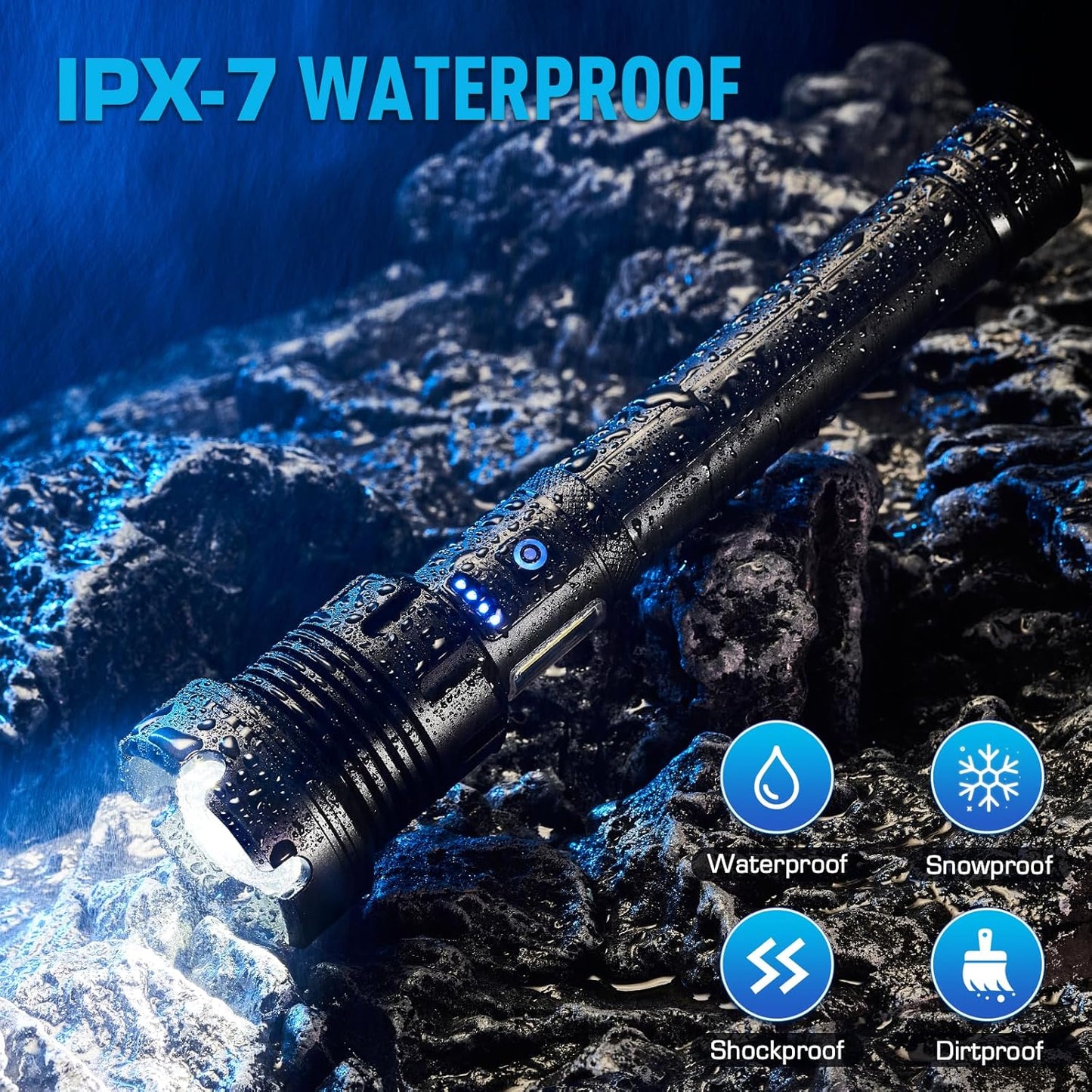 9000 Lumens Rechargeable Tactical Flashlight - Super Bright LED, 14 Modes, Waterproof for Camping & Emergencies