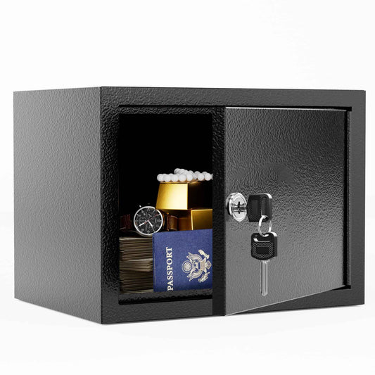 Small Safe - (0.22 cu. ft.) Mini Money Box with Combination Lock for Kids, Medicine Box for Grandmother, Phone & PSP Safe Box for Improved Self-Control (Key Lock)