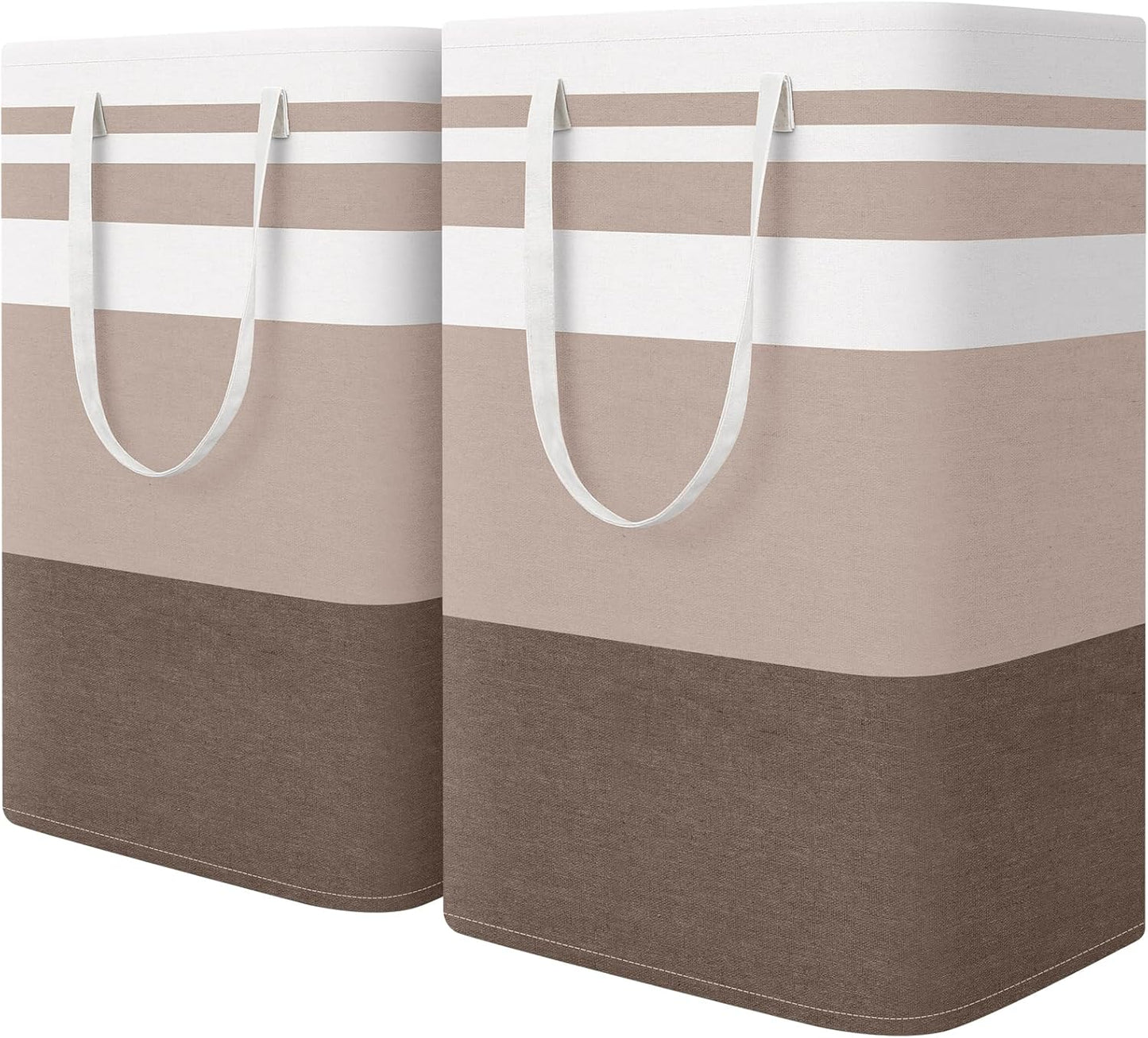 Waterproof 100L Laundry Basket Set - Collapsible Freestanding Hamper with Extended Handles - 2-Pack Gradient Grey for Clothes & Toys