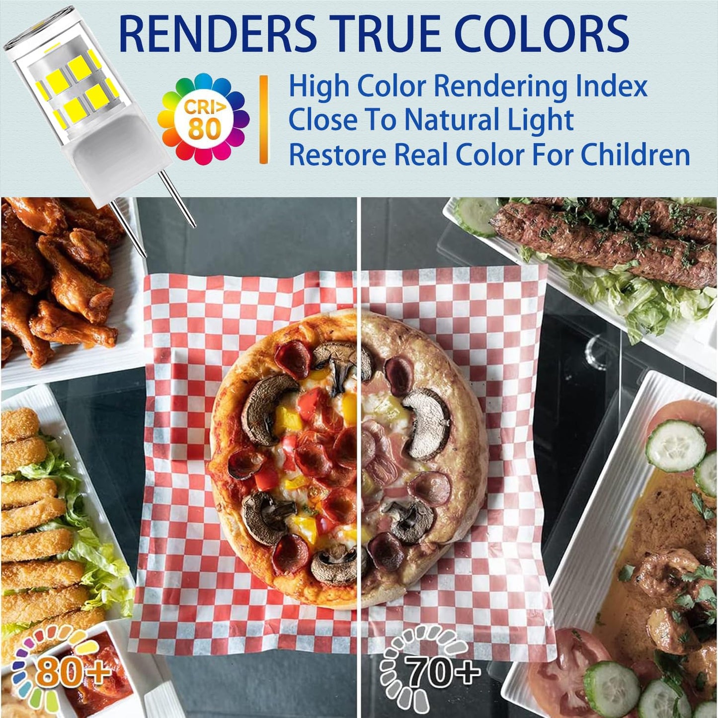 G8 Led Bulb,T4 3W Replacement for 20-25W Halogen Bulb,Daylight White 6000K,GY8.6 JCD Type Bi-Pin Base,120V,Puck Light Bulb,for GE Microwave Light,Under Cabinet, Under Counter Kitchen Lighting(5Pack)