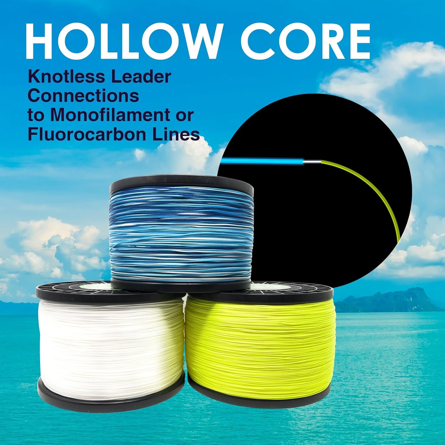 Reaction Tackle Hollow Core Braided Fishing Line - 16 Strand Braid for Freshwater & Saltwater Fishing