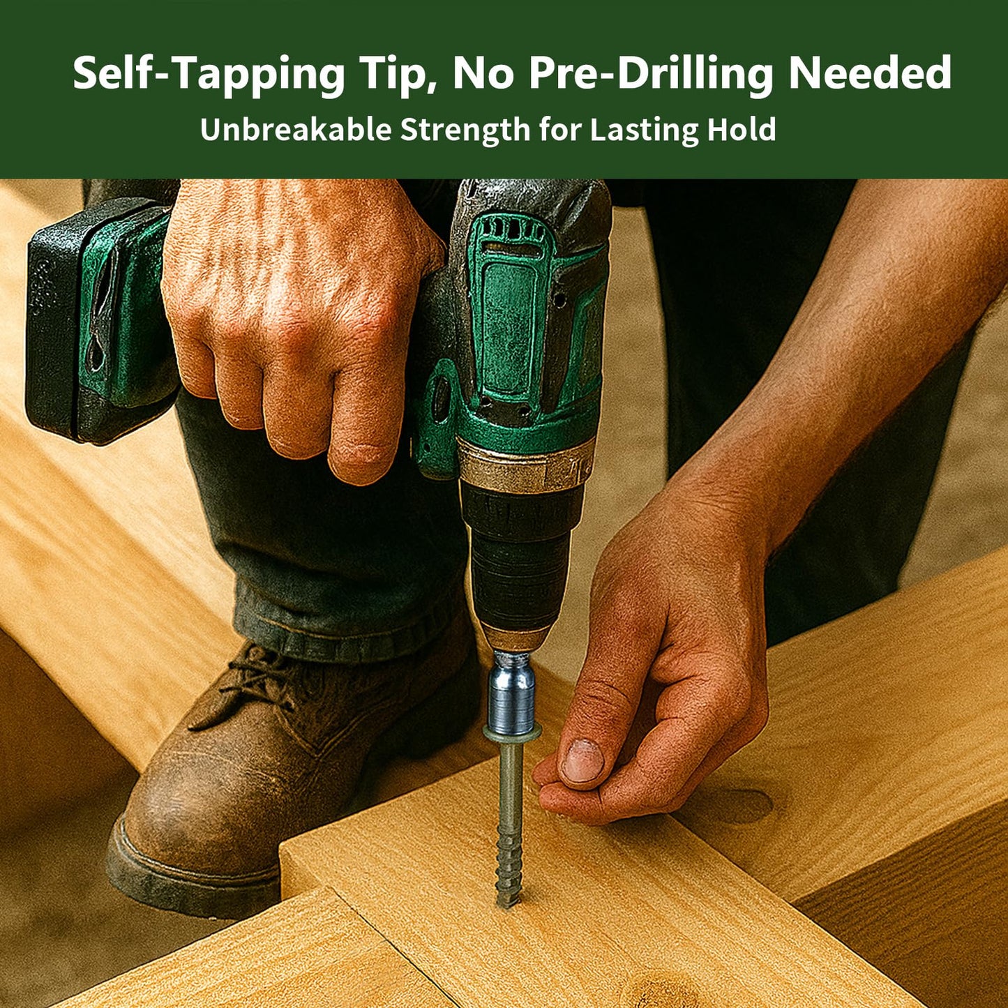 5/16 x 12 inch Long Timber Screws,Heavy Duty Exterior Lag Bolts with Hex Head, Structural Wood Screws for Deck, Fence, Landscape & Gazebo,Rust-Resistant Green Coated, Sample Pack 6pcs