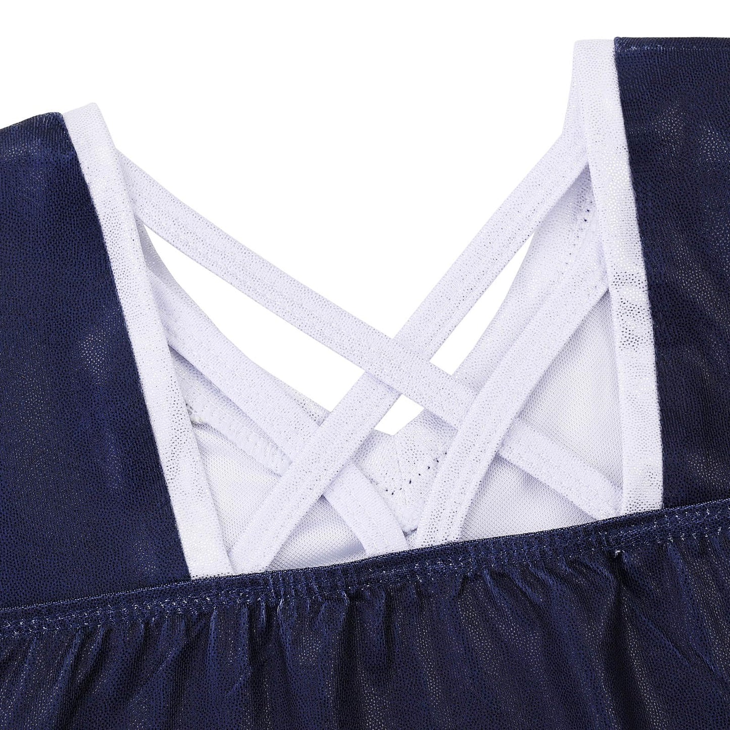 Gymnastics Leotards for Girls with Shorts Set Shiny Navy Dance Outfit