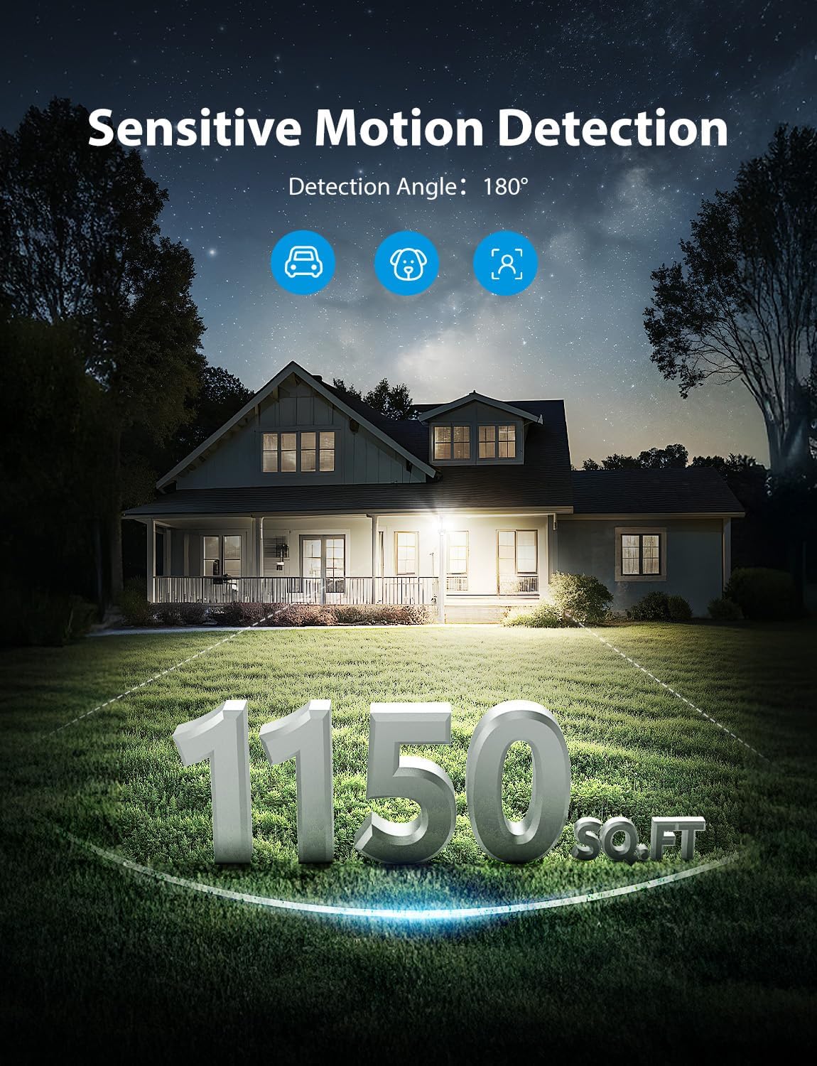 Onforu 32W Motion Sensor Outdoor Security Lights - 3200LM LED Flood Light, IP65 Waterproof, Dusk to Dawn for Garage & Yard (Black)