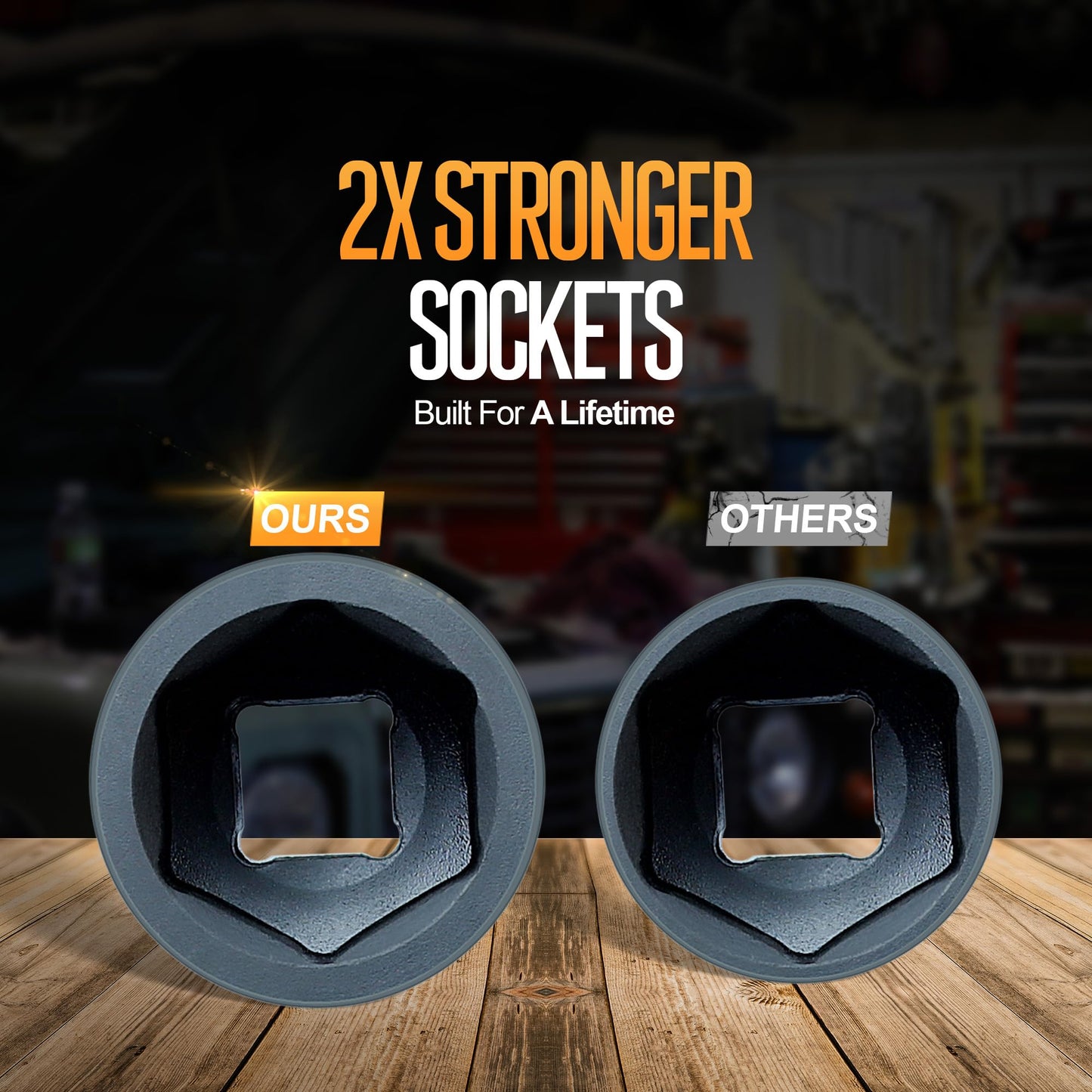 TIGHTSPOT 1/2 Inch Drive 22 mm Deep Impact Socket with Anti-Rounding 6 Point Design, Heat-Treated CRV Steel