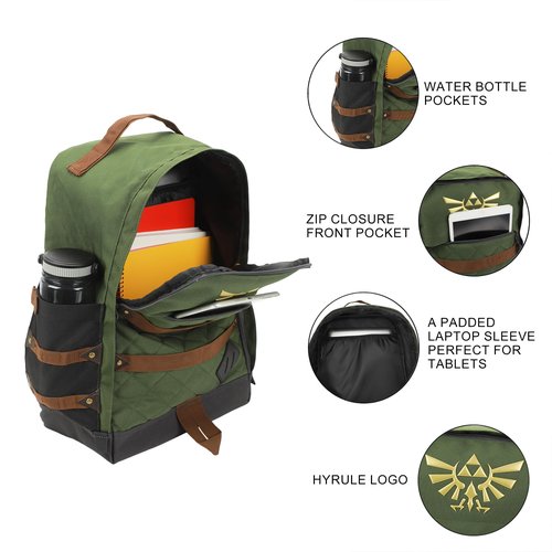 Bioworld The Legend Of Zelda Hyrule Crest 17" Green adult Backpack