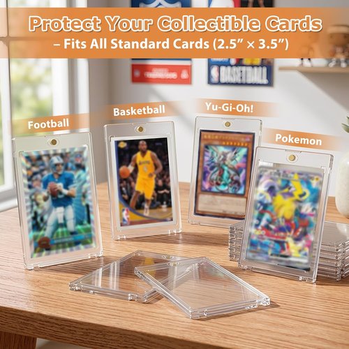 75PT Magnetic Card Holder - 18ct Trading Card Protectors with UV Protection | Thick Hard Plastic Sleeves