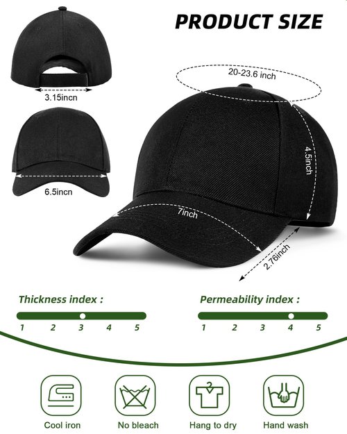 Handepo 24 Pcs Blank Baseball Cap Adjustable Back Strap Plain Blank Camouflage Hat Unisex Baseball Cap for Trucker Men Women(Black, White)