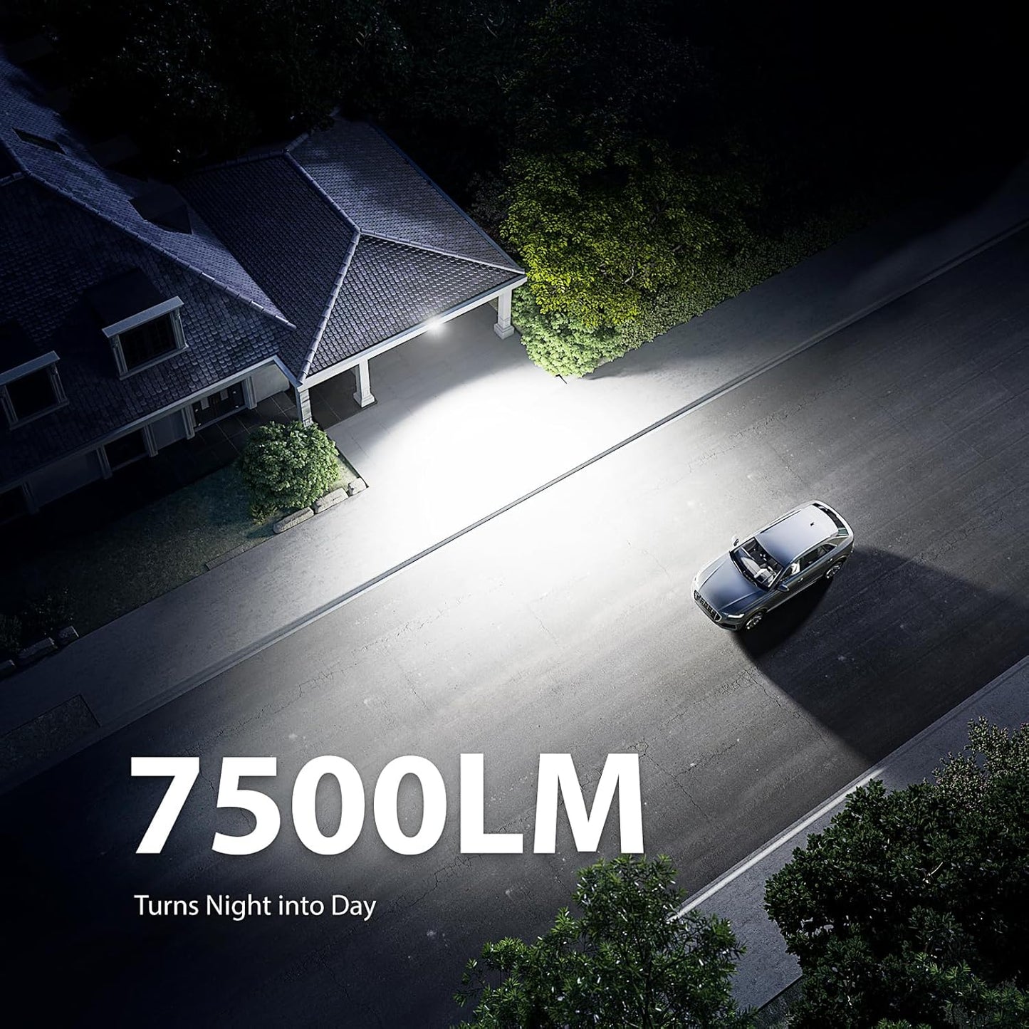 75W LED Motion Sensor Flood Light - Dusk to Dawn Outdoor Security Light, 7500LM, IP65 Waterproof