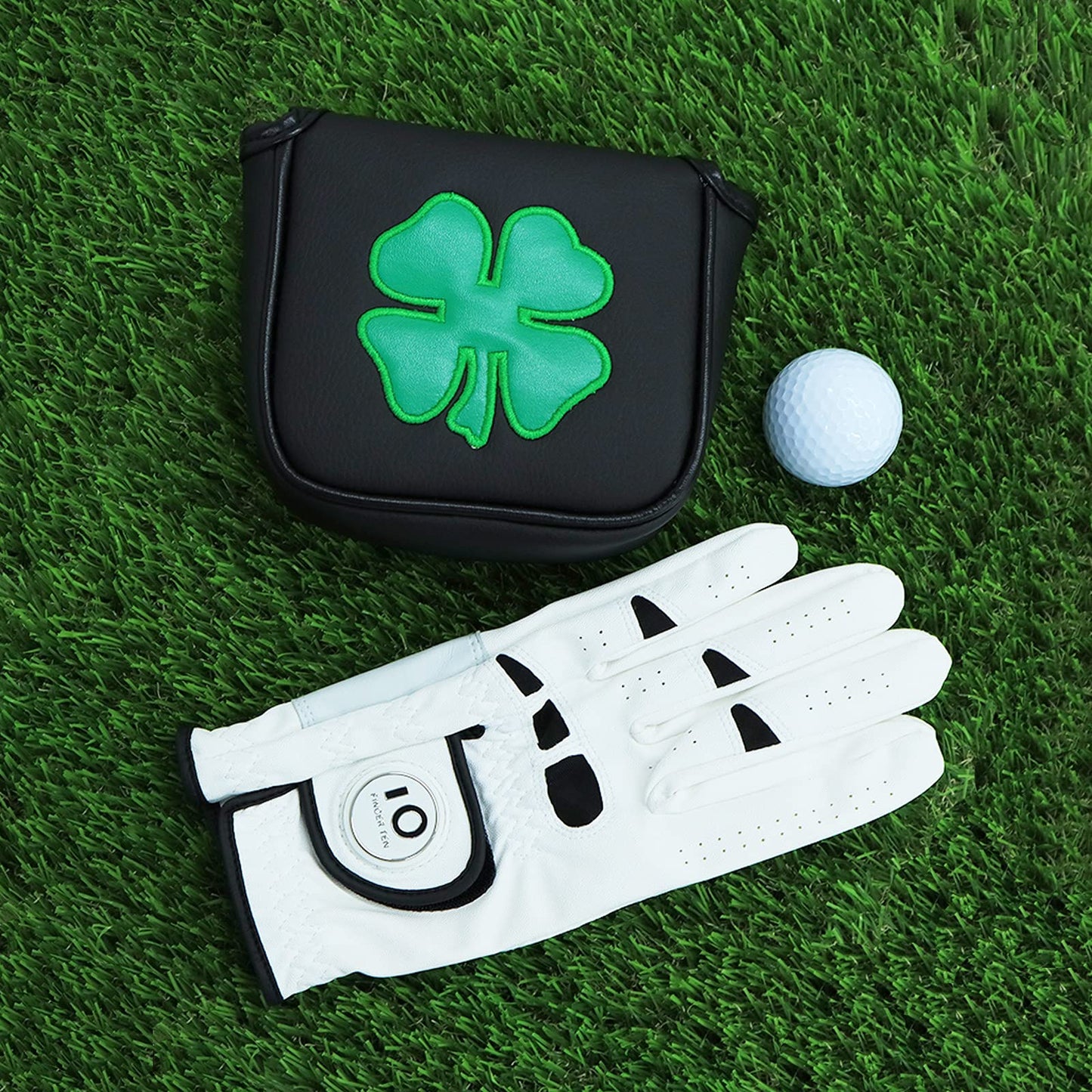 FINGER TEN Golf Putter Cover Mallet Headcover with Magnetic Closure Protective Golf Club Covers (Black)