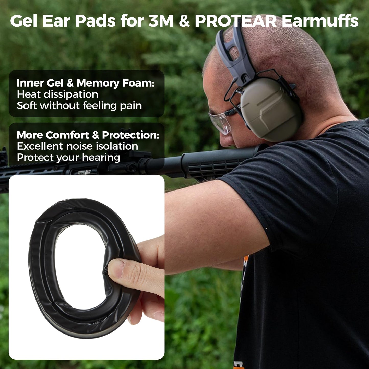 Soft Gel Ear Pads for 3M WorkTunes Series,Compatible with Peltor Sport RangeGuard TAC100 300 500 Shooting Range Earmuffs,Gel Ear Cushion,Hearing Protection Replacement Gel Ear Cups