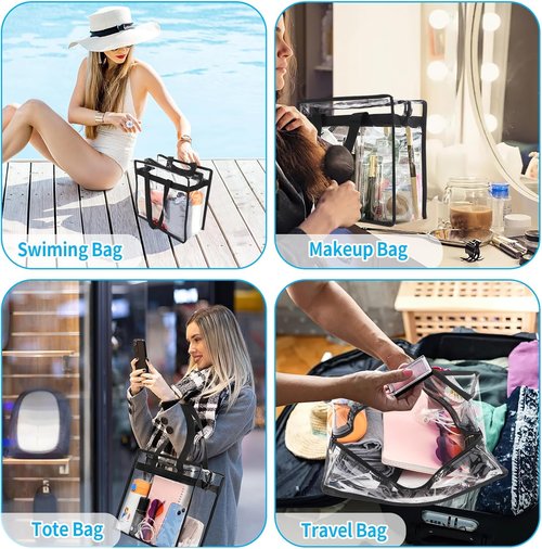 Hoiny Clear Stadium Bag - Large 12x6x12 Transparent Tote for Concerts, Gym & Sports Events