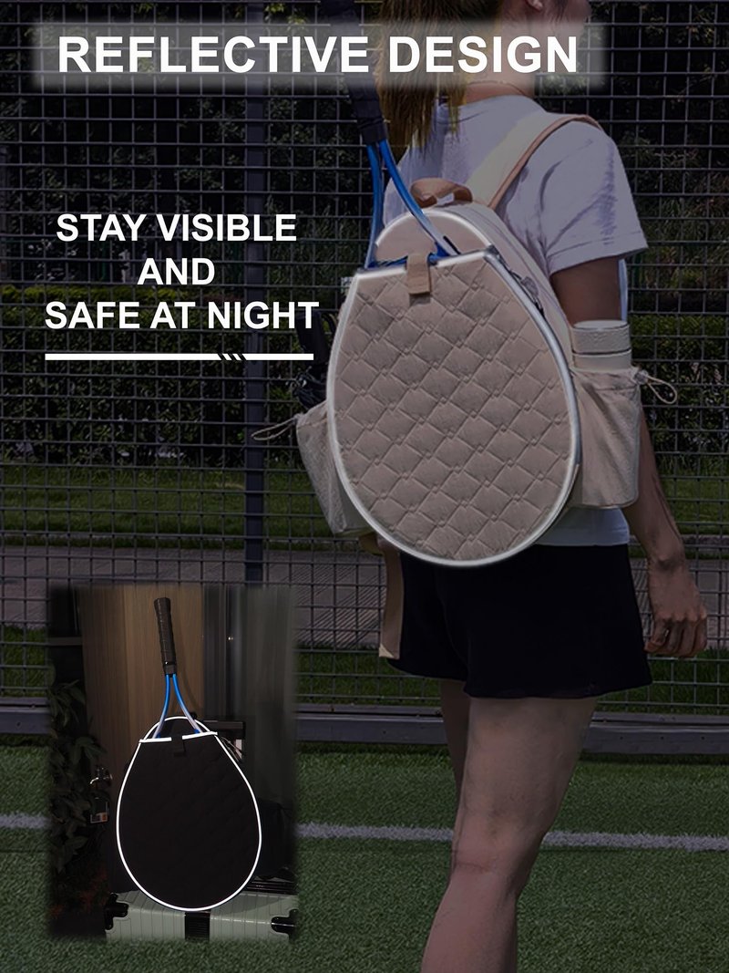 Aurevoxen Tennis Bag for Women and Men, Quilted Tennis Backpack Holds 1-2 Rackets, Lightweight and Water-resistant Sports Bag for Pickleball and Badminton