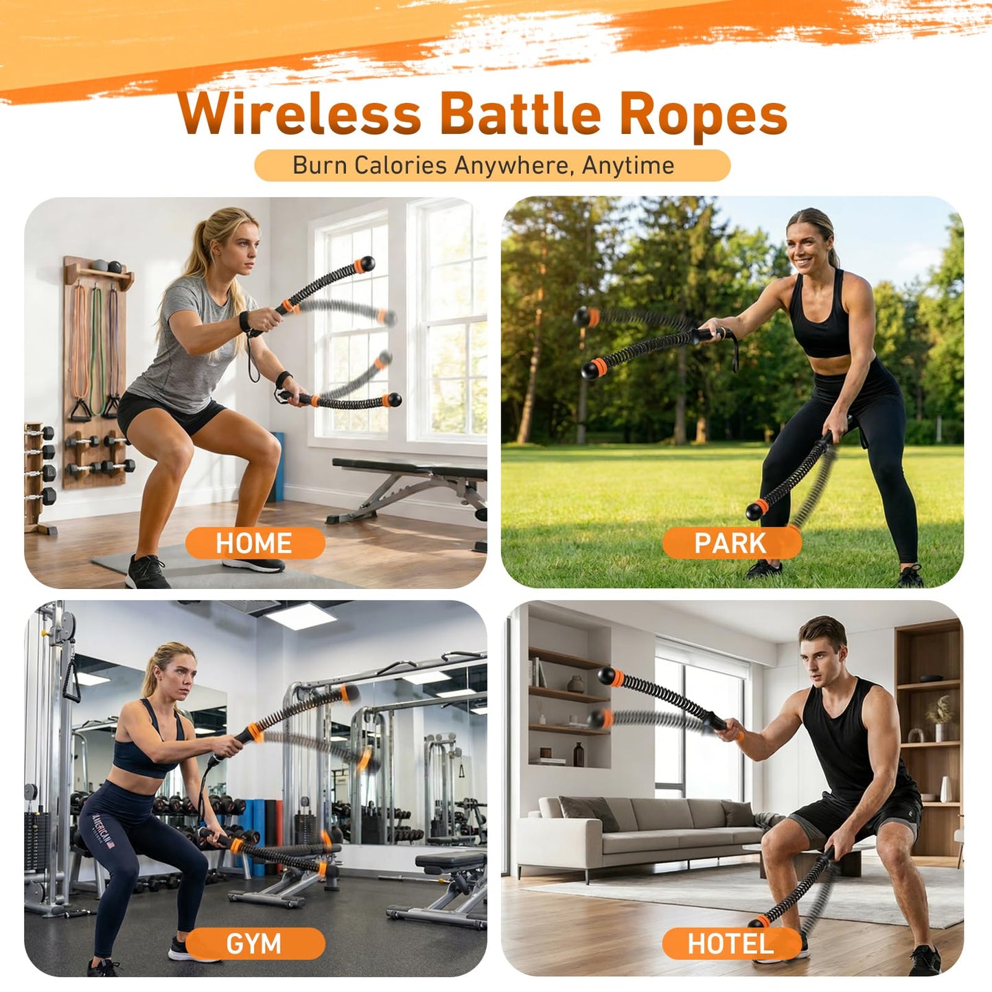 ZestKiidek Weighted Ropeless Battle Ropes, Adjustable Cordless Resistance Training Rope, Portable Home Gym Fitness Equipment for HIIT, Cardio & Strength Training, Low Noise Workout for Men and Women