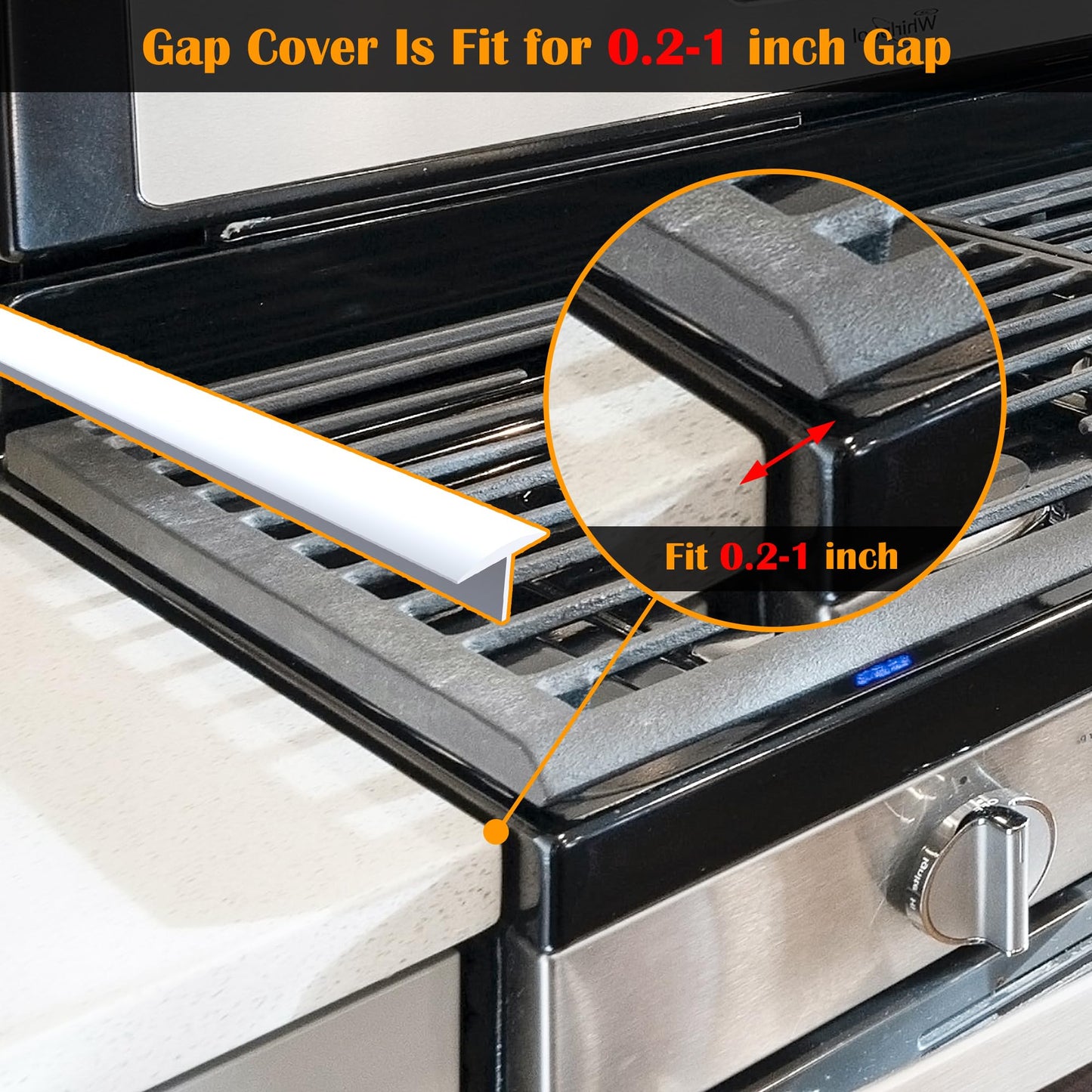 KindGa Stove Gap Covers, Silicone Counter Gap Filler for Stove, 30 Inches for 0.2-1 inch Gap,Seal Spills between Appliances Countertop Furniture Stoves Ovens(Set of 2, White)