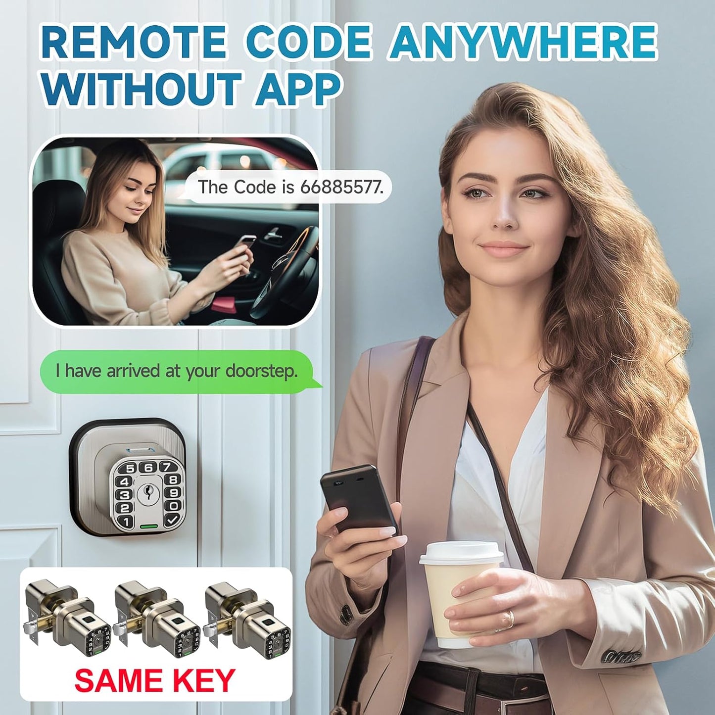 Smart Biometric Fingerprint Door Lock with Keypad - Keyless Entry, Waterproof, Auto Lock - Matte Black