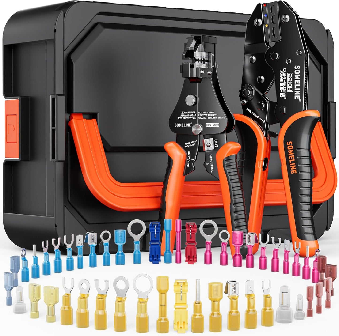 Heat Shrink Connector Crimp Tool Kit - 48 Sizes (22-10 AWG) Marine Grade Wire Connectors & Pliers