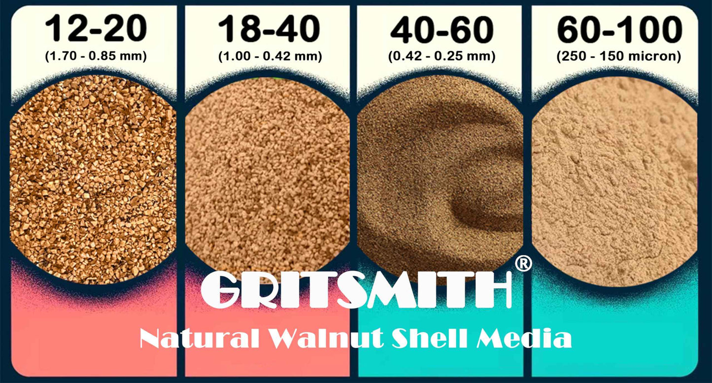 GRITSMITH 12-20 Grit Ground Walnut Shell Media (5 LBS / 2.3 KG) - Medium Grit for Tumbling, Blasting, Vibratory, Polishing, Deburring, Anti-Skid, Fillers