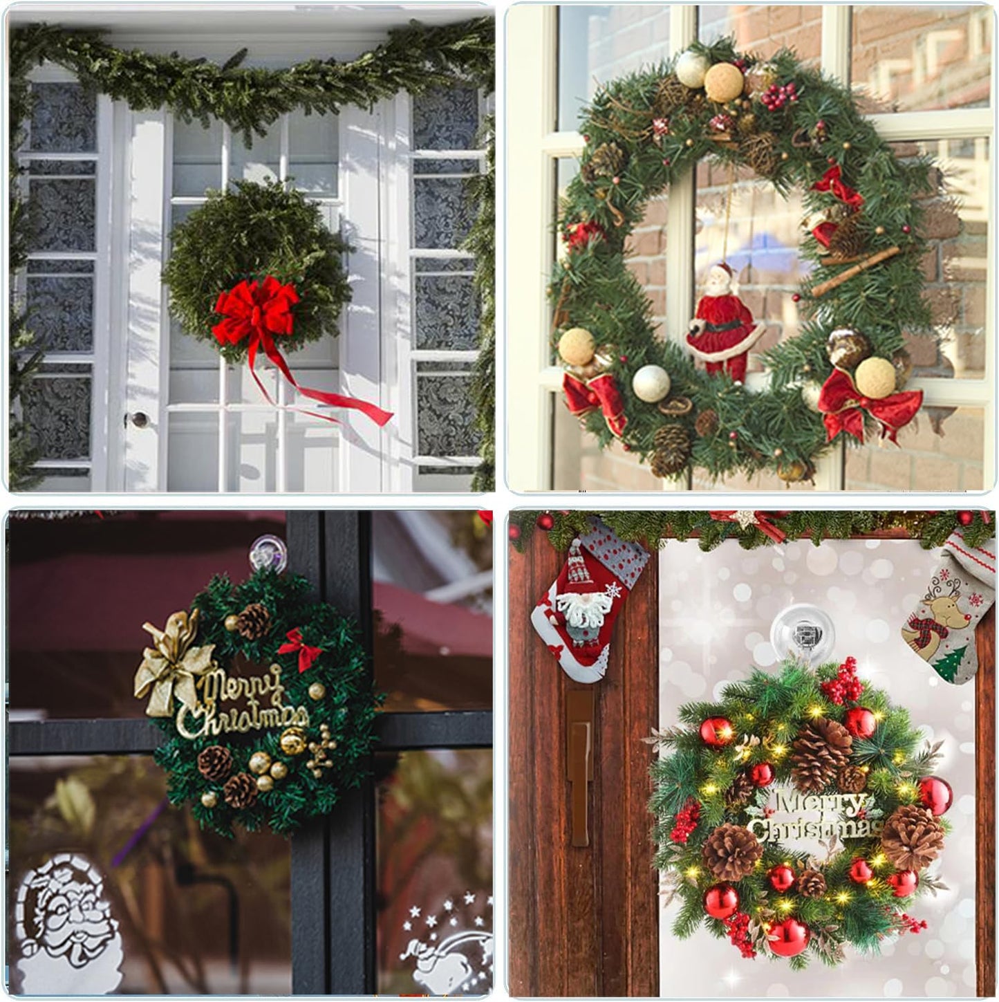 LUXEAR Suction Cup Hooks - 4 Pack Suction Hooks Reusable Powerful Waterproof - Clear Removable Suction Hanger for Christmas Wreath, Shower,Tile,Bathroom,Towel,Kitchen