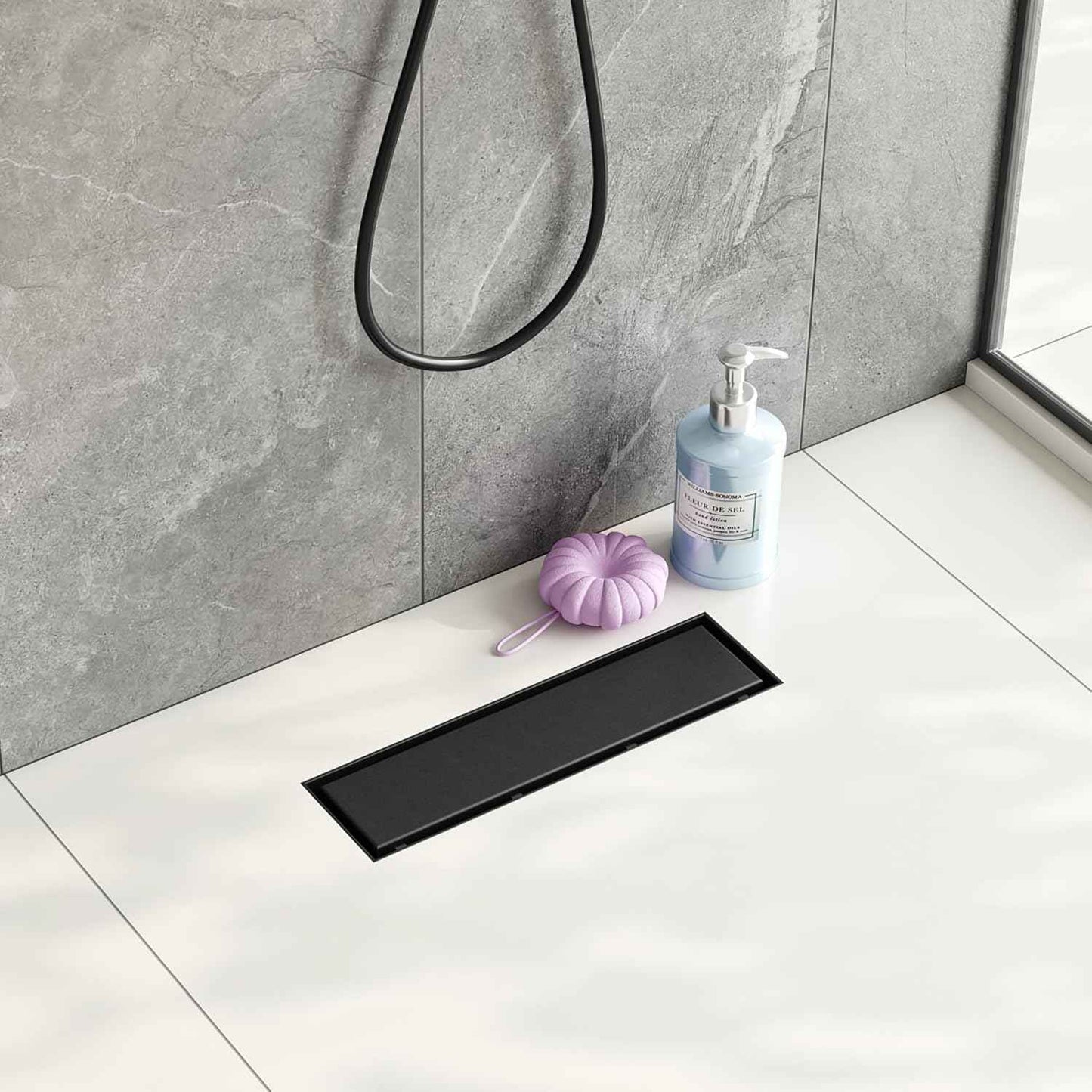 Neodrain 18-Inch Gold Linear Shower Drain - Brushed Brass, Tile Insert Cover & Hair Strainer