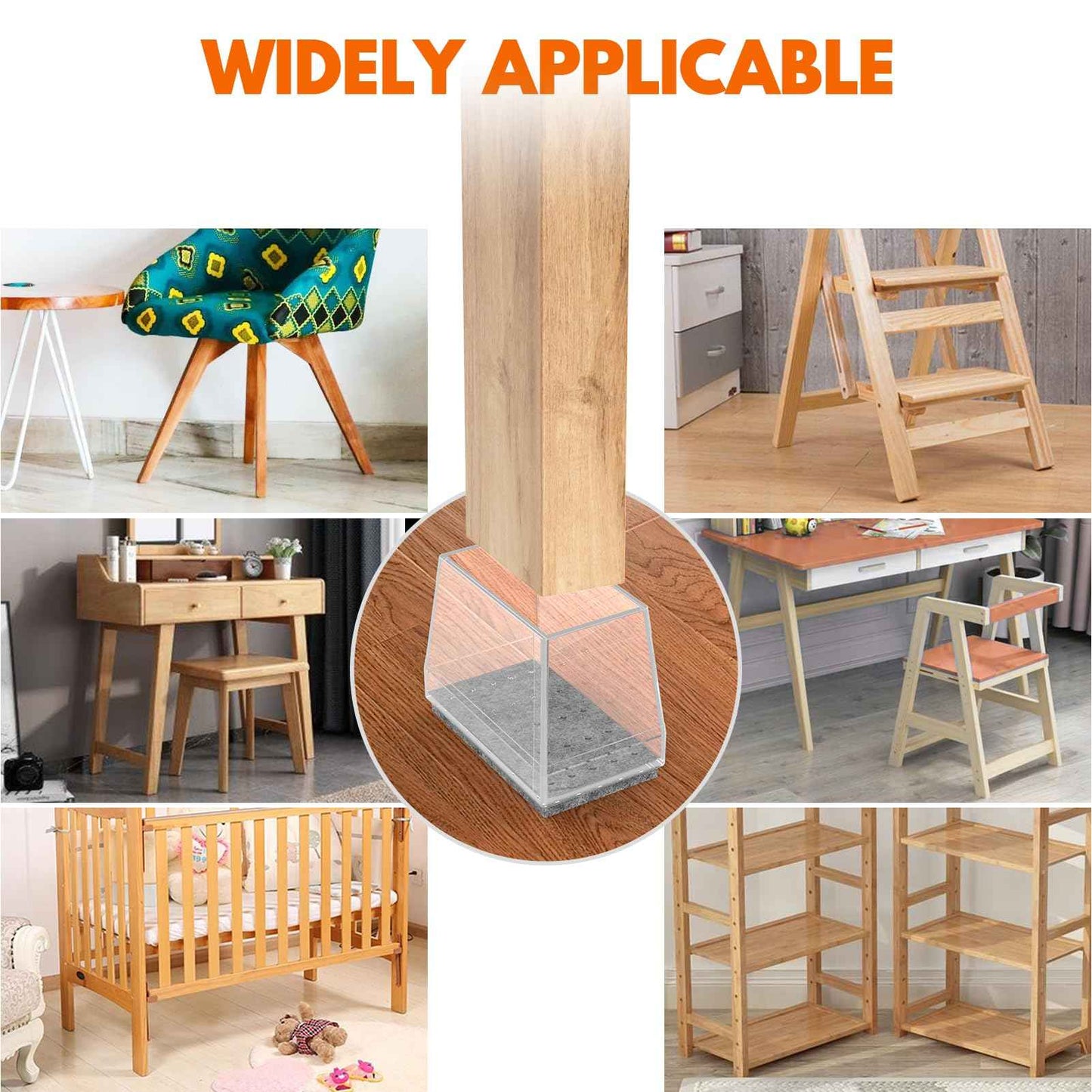 Rectangle Chair Leg Protectors for Hardwood Floors,16 PCS Silicone Covers to Protect Wood Tile Floors Felt Pads Furniture Leg Caps Reduce Noise. Easy to Move.(Clear,0.75 x 1.25 Inch,Rectangular)