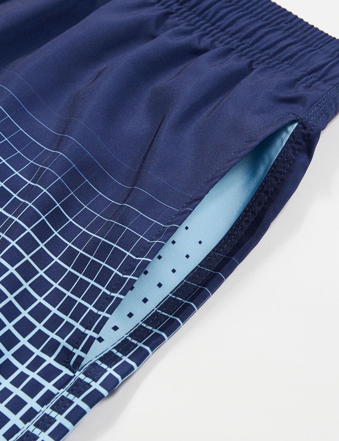 ELETOP Men's Swim Trunks Quick Dry Bathing Suit Swimming Board Shorts Mesh Lining Beach Swimwear Grid Gradient Blue 4XL