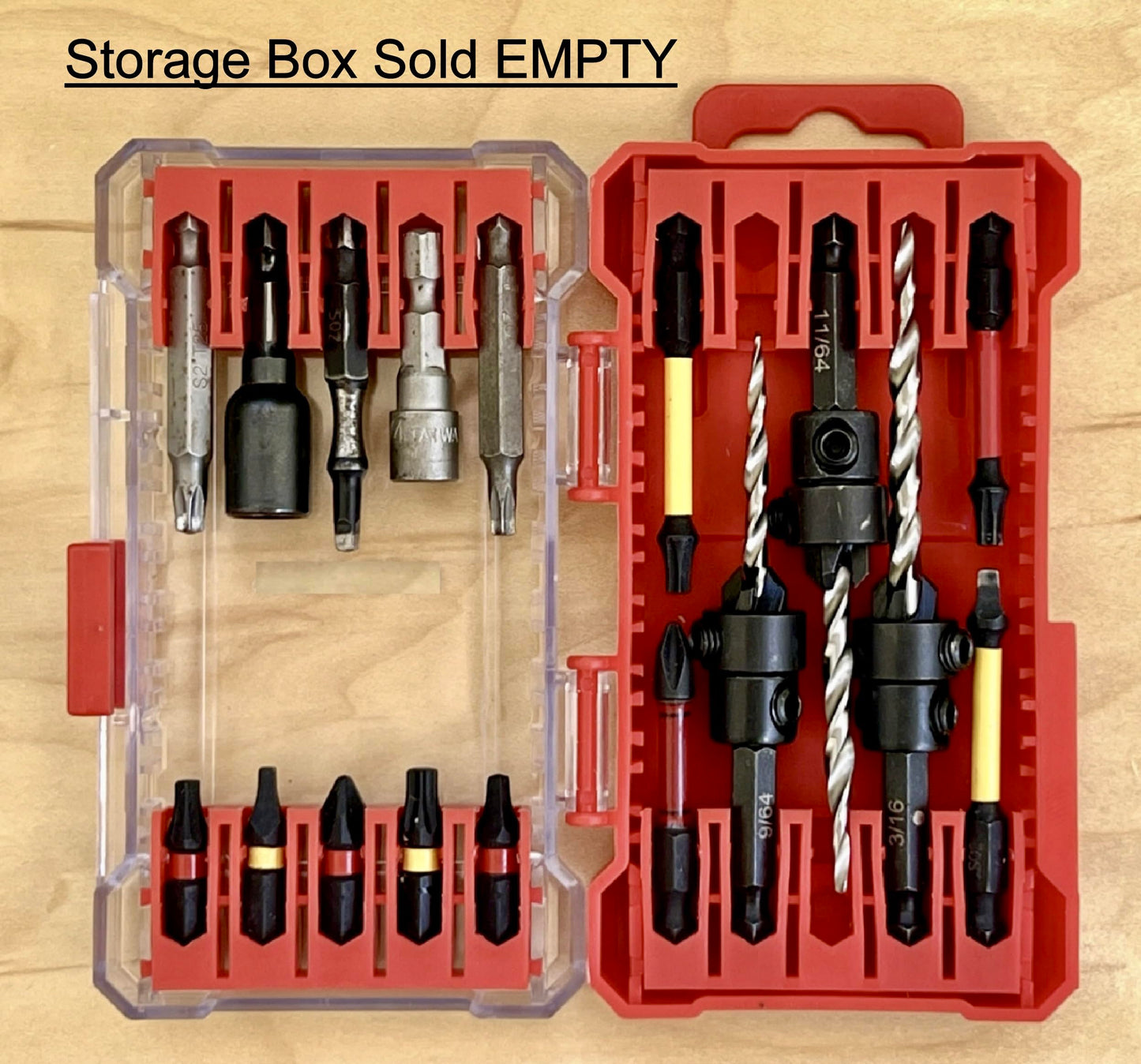 FTG USA Small Storage Container for Impact Driver Bits, Plastic Box Used as Storage Case for Countersink Drill Bit and Hex Bits