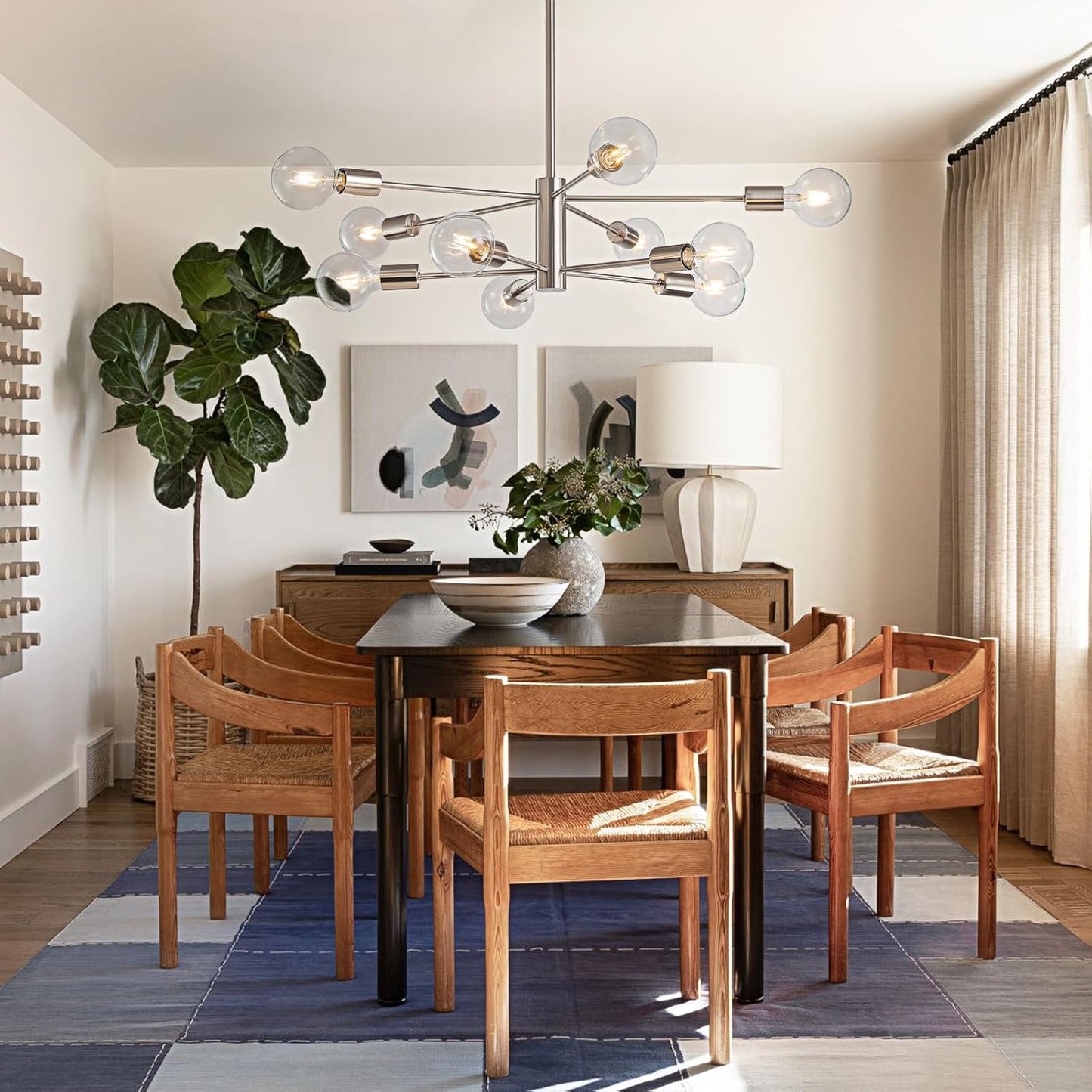 8-Light Gold Sputnik Chandelier - Modern Adjustable Ceiling Light for Dining Room, Kitchen & Foyer