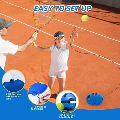 Kids Tennis Rackets 2 Pack with Tennis Trainer Rebound Balls, Size 19" & 21" Tennis Training Equipment for Parent-Child Activities, Portable Beginners Junior Youth Practice Kit for Boy Girl