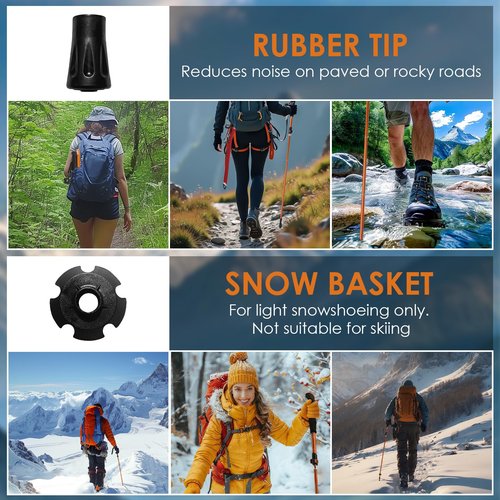 Collapsible Trekking Pole,7075 Aluminum Adjustable 43.3"-51.2" Hiking Pole, Quick-Lock Design,Walking Sticks for Hiking/Camping/Travel (Matte Orange)