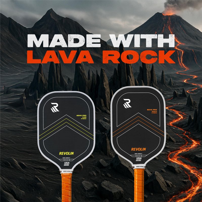 Revolin Sports REVO PRO Pure Hybrid | Spin + Power + Control | Premium Pickleball Paddle Made in USA | LavaFLX™ Face 16mm Poly Honeycomb Core | USA Pickleball Approved Pickleball Racket | Lava Paddle