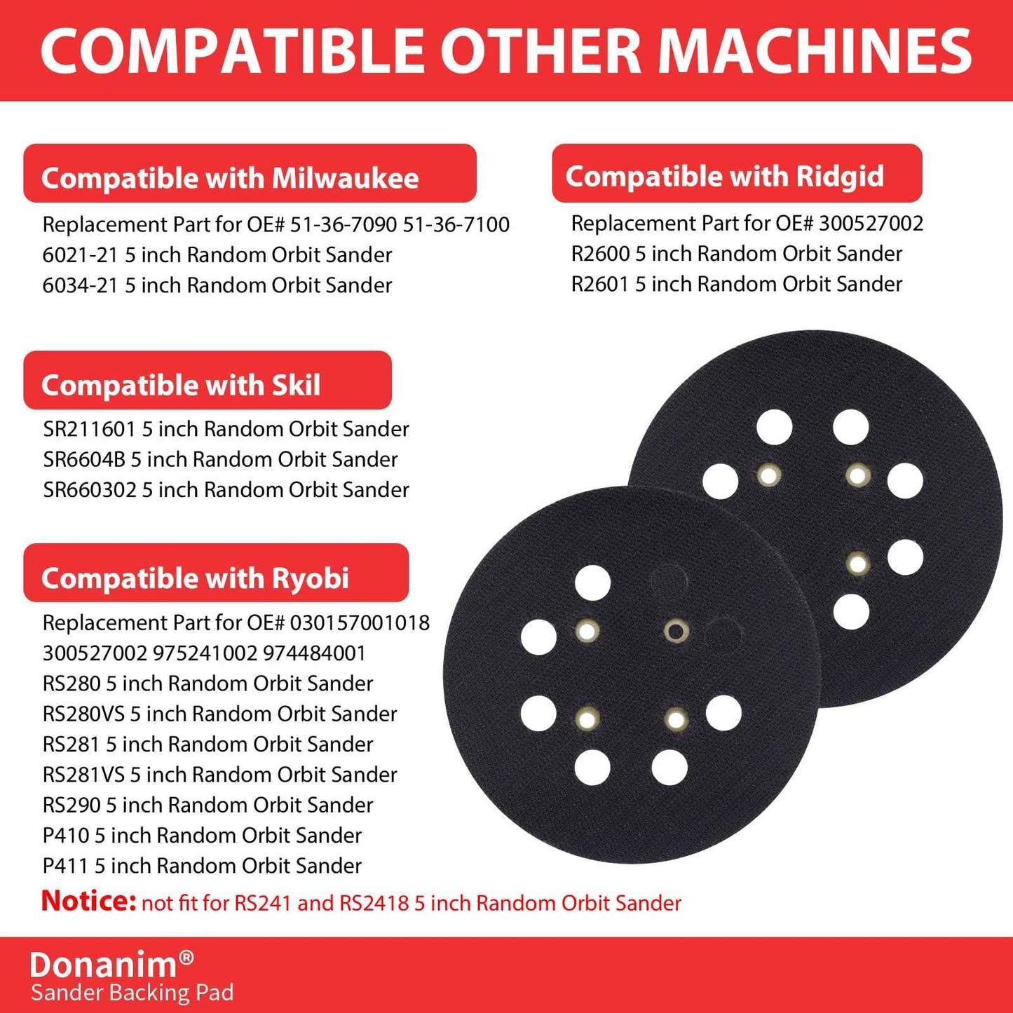 2 Pack Sander Pad Compatible with Craftsman, 5 Inch 8 Holes Hook and Loop Orbital Sander Backing Pad for 315.112170 315.116940 315.116950 315.112180 315.279870 ROS Model 315 Random Orbital Sander