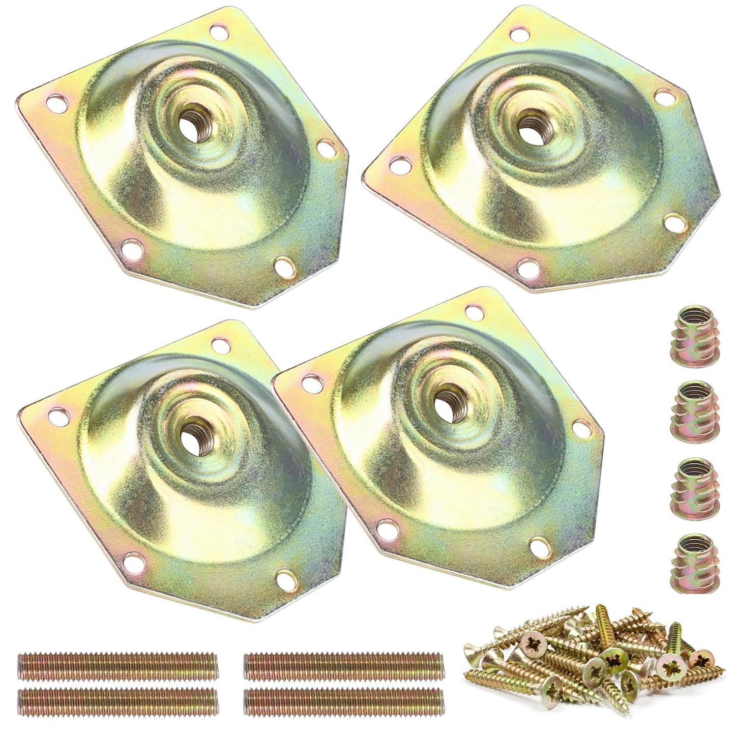 HUTLON Leg Mounting Plates, Furniture Leg Attachment Plates, 12 Degree Angled Metal Table Leg Mounting Hardware, Furniture Leg Mounting Brackets Industrial Strength T-Plate, 4 Pack