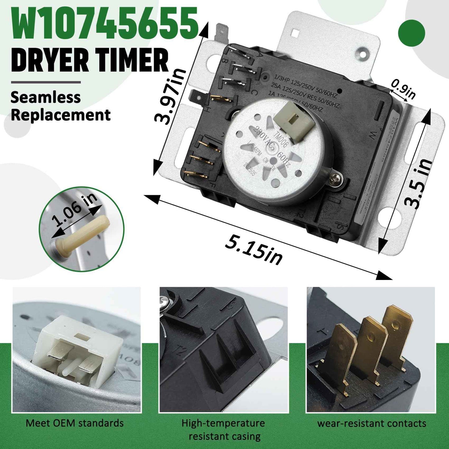W10745655 W10436308 W10857612 Dryer Timer Compatible with Whirlpool Maytag Amana, W10745655 Dryer Timer Replaces Ap6003908 Ps11731366 4454384 Eap11731366, W10745655 Fits for 4KWED4605FW0 4KMEDC410JW0