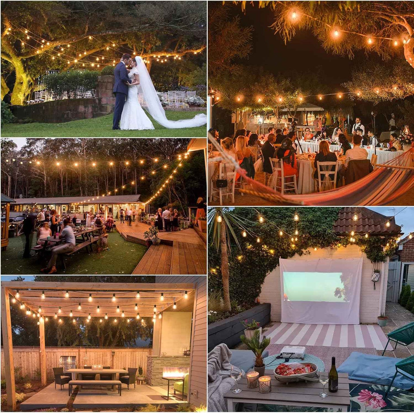 Outdoor String Lights 100FT - G40 Globe Patio Lights with 54 Waterproof LED Bulbs - Black Wire