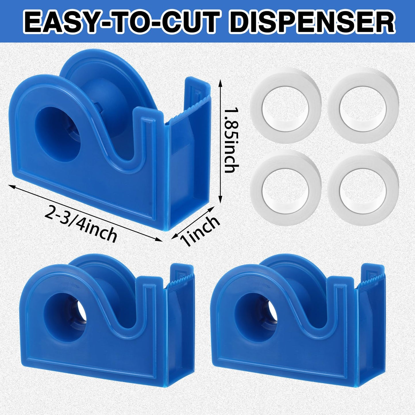 Geiserailie 8 Rolls Paper Tape Medical 1 Inch x 10 Yard Micropore Surgical Tape with 2 Dispenser for Wound Care