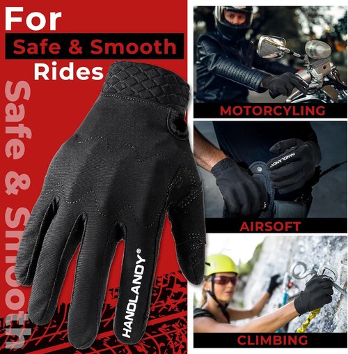 HANDLANDY Motorcycle Gloves - Breathable Touchscreen Tactical Riding Gloves for Men & Women | Perfect for Cycling & Climbing