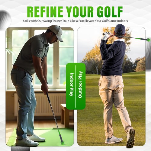 Golf Swing Trainer Aid, 48" Flex Whip Stick Lag Trainer for Golf Training & Golf Warmup Practice Stick, Tempo Training, Includes Golf Arm Band & Golf Alignment Sticks,Golf Accessories for Men (Green)