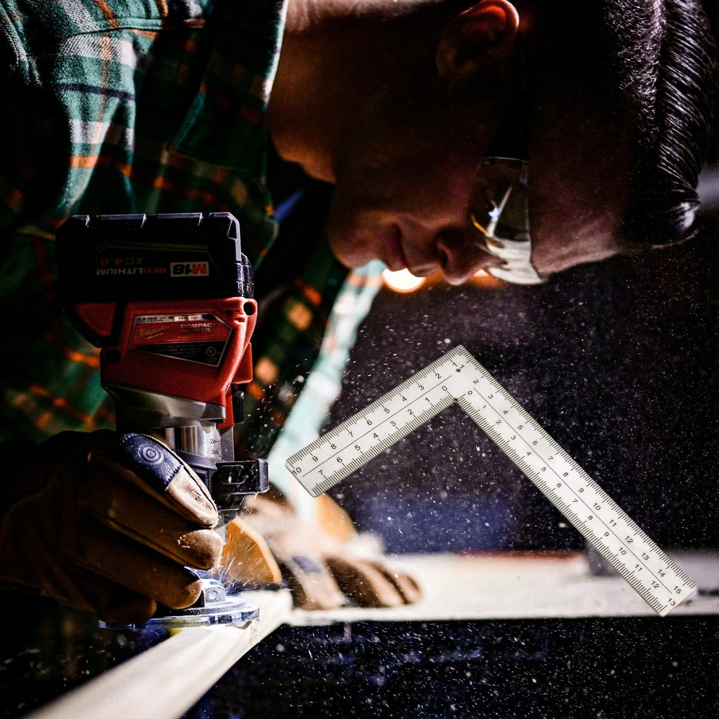 GSDOXLE Stainless Steel L Shaped Ruler,4 inch by 6 inch,Square Framing Measuring Tool for Engineer Carpenter