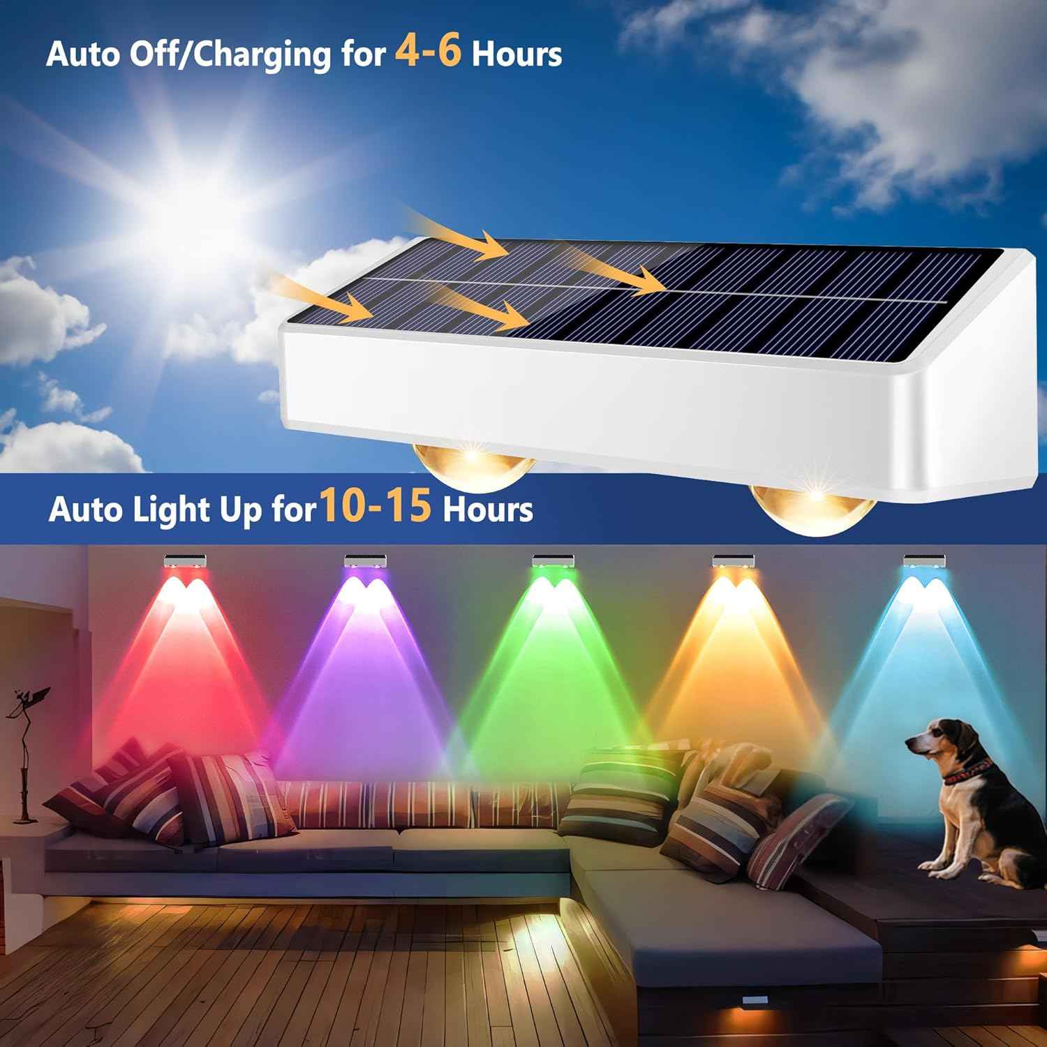 Brizled 12-Pack Solar Fence Lights – RGB & White Color-Changing Outdoor Wall Lights, IP65 Waterproof for Decks & Stairs