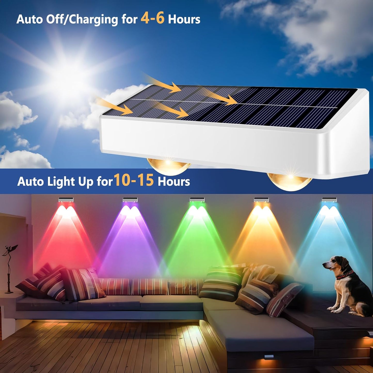 Brizled 12-Pack Solar Fence Lights – RGB & White Color-Changing Outdoor Wall Lights, IP65 Waterproof for Decks & Stairs